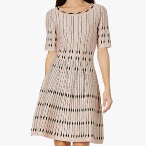 NEIMAN MARCUS PINK WITH BLACK KNIT DRESS SZ M